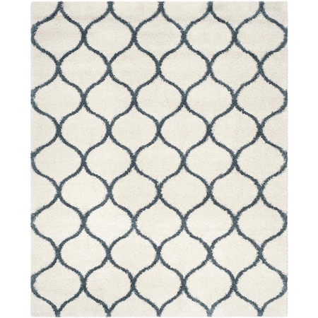 Flowers First 8 x 10 ft. Hudson Shag Power Loomed Rug, Ivory & Slate Blue - Large Rectangle FL1868175